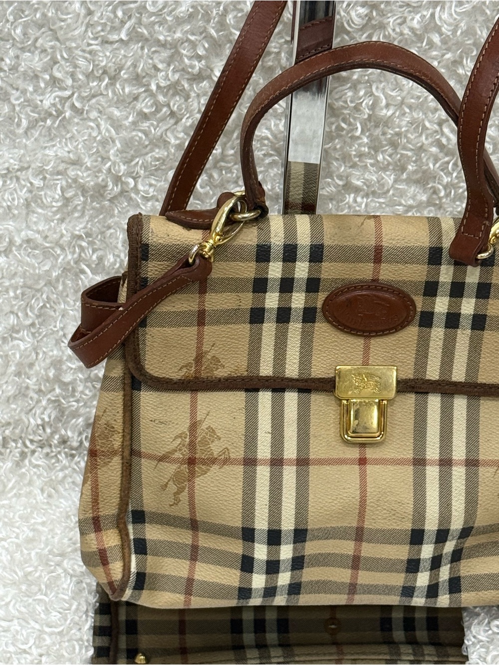 Burberry Haymarket Check Top Handle Bag - Picture 3 of 16